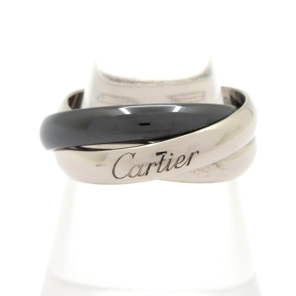 Cartier Trinity Ring B4095653 18K White Gold Black Ceramic